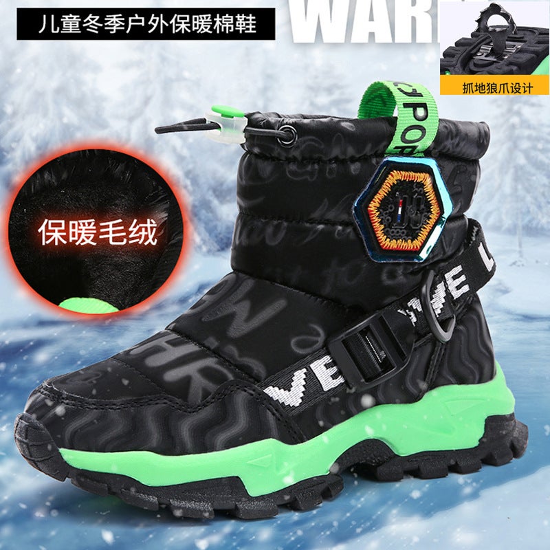 Northeast Snow Boots For Boys And Girls Children'S Large Children'S Cotton Shoes For Teenagers Outdoor Leisure Winter Fleece-Lined Thickened Warm-Proof - Image 2