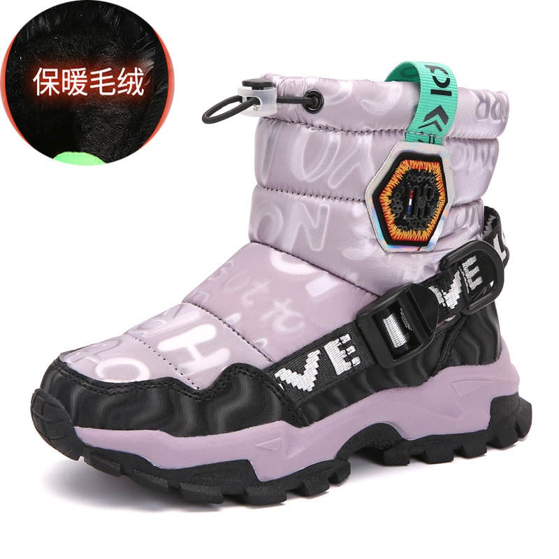 Northeast Snow Boots For Boys And Girls Children'S Large Children'S Cotton Shoes For Teenagers Outdoor Leisure Winter Fleece-Lined Thickened Warm-Proof - Image 1