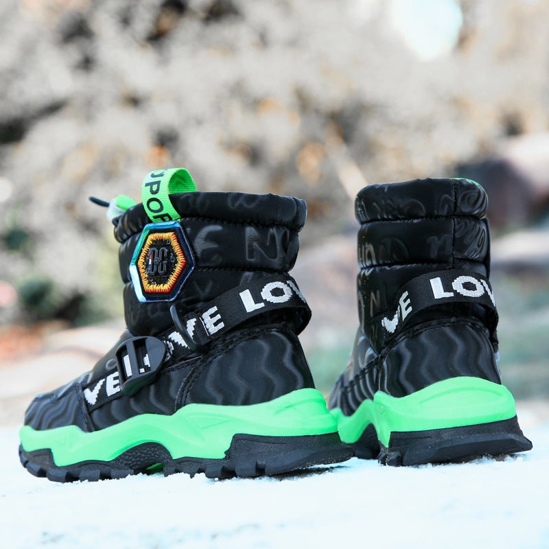 Northeast Snow Boots For Boys And Girls Children'S Large Children'S Cotton Shoes For Teenagers Outdoor Leisure Winter Fleece-Lined Thickened Warm-Proof - Image 3