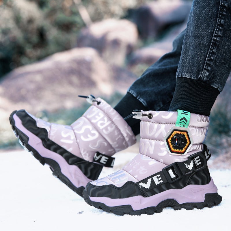 Northeast Snow Boots For Boys And Girls Children'S Large Children'S Cotton Shoes For Teenagers Outdoor Leisure Winter Fleece-Lined Thickened Warm-Proof - Image 5