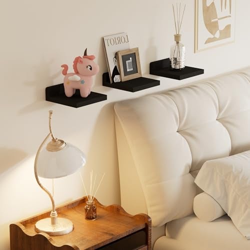 QsQueen Small Floating Shelves Mini Shelves Hanging Display 5 Inch Wall Shelf for Bathroom Livingroom Bedroom,3 Pack, with 2 Types of Installation, Great for Room Decor - Image 4