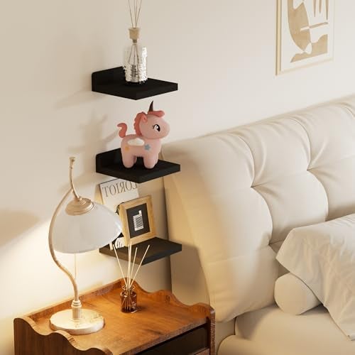 QsQueen Small Floating Shelves Mini Shelves Hanging Display 5 Inch Wall Shelf for Bathroom Livingroom Bedroom,3 Pack, with 2 Types of Installation, Great for Room Decor - Image 2