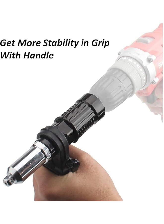 KASTWAVE Rivet Gun Adapter Kit, Professional Rivet Gun Adapter With Handle Grip Riveter Drill Attachment Riveting Hand Tool - Rivet Attachment For Cordless Screwdrivers And Drills - Image 2