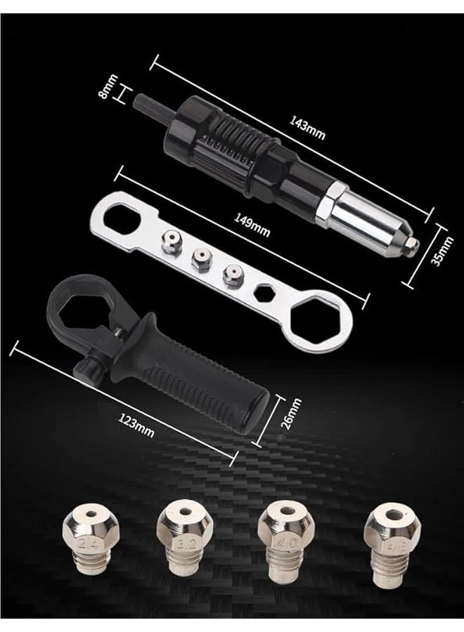 KASTWAVE Rivet Gun Adapter Kit, Professional Rivet Gun Adapter With Handle Grip Riveter Drill Attachment Riveting Hand Tool - Rivet Attachment For Cordless Screwdrivers And Drills - Image 3