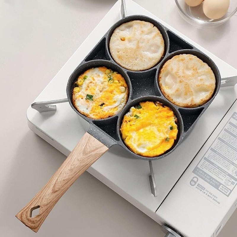 ARLICODECK Egg Cooker Frying Pan,Green Pans 4-Cups Non-Stick Cookware Aluminium Alloy Fried Egg Cooker,Pancake,Omelette Pan Frying pan for Omelet uttapam idli Burger Poached Egg Kitchen Breakfast-1 pc - Image 2