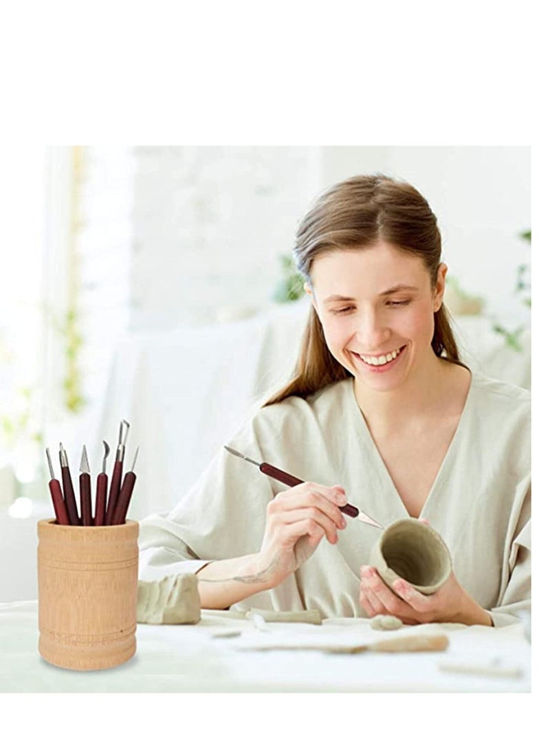 SYOSI Clay Sculpting Tools Set Professional Carving Tools Double-Sided Pottery Tools with Wooden Handle for Sculpture, Shaping Carving And Smoothing High Precision Polymer Clay Tools 6 PCS - Image 3