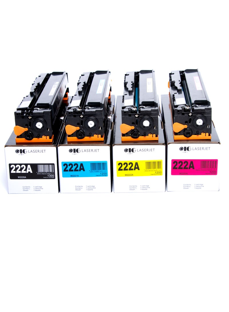 IG Compatible Toner Cartridge Combo – 222A – Black (1300 pages) + Cyan / Magenta / Yellow (1200 pages) – For HP LaserJet Pro 3201 / 3203 / 3204 / 3288 and HP LaserJet MFP 3303 / 3308 - Image 1
