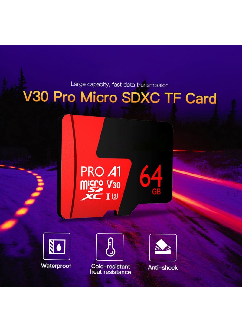 Generic - Tf Card 64Gb Pro Micro Sdxc Tf Memory Card Data Storage V30 Uhs-I U3 High Speed Up To 98Mbs - Image 1