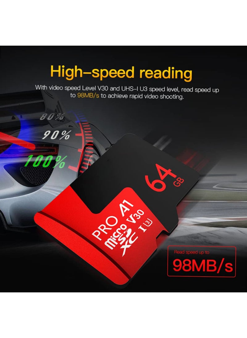 Generic - Tf Card 64Gb Pro Micro Sdxc Tf Memory Card Data Storage V30 Uhs-I U3 High Speed Up To 98Mbs - Image 1