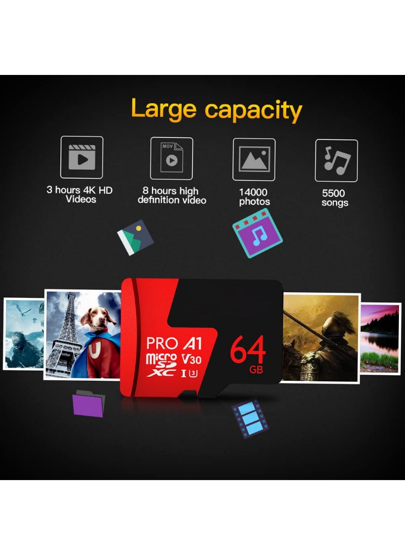 Generic - Tf Card 64Gb Pro Micro Sdxc Tf Memory Card Data Storage V30 Uhs-I U3 High Speed Up To 98Mbs - Image 1