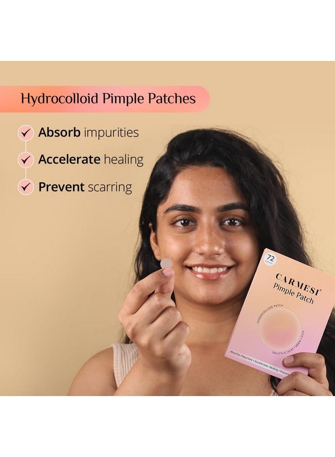 Carmesi Pimple Patch For Face | 72 Hydrocolloid Pimple Patches | 2% w/w Salicylic Acid, Neem, Cica | Helps Reduce Pimples, Redness & Irritation | Absorbs Excess Oil | Safe for All Skin Types - Image 2