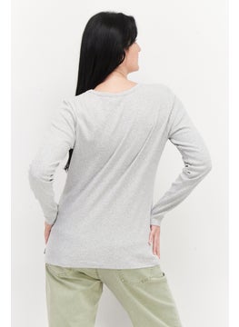 Eddie Bauer Women Round Neck Long Sleeve Ribbed Top, Grey  - Image 4