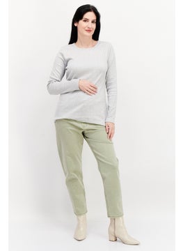 Eddie Bauer Women Round Neck Long Sleeve Ribbed Top, Grey  - Image 2