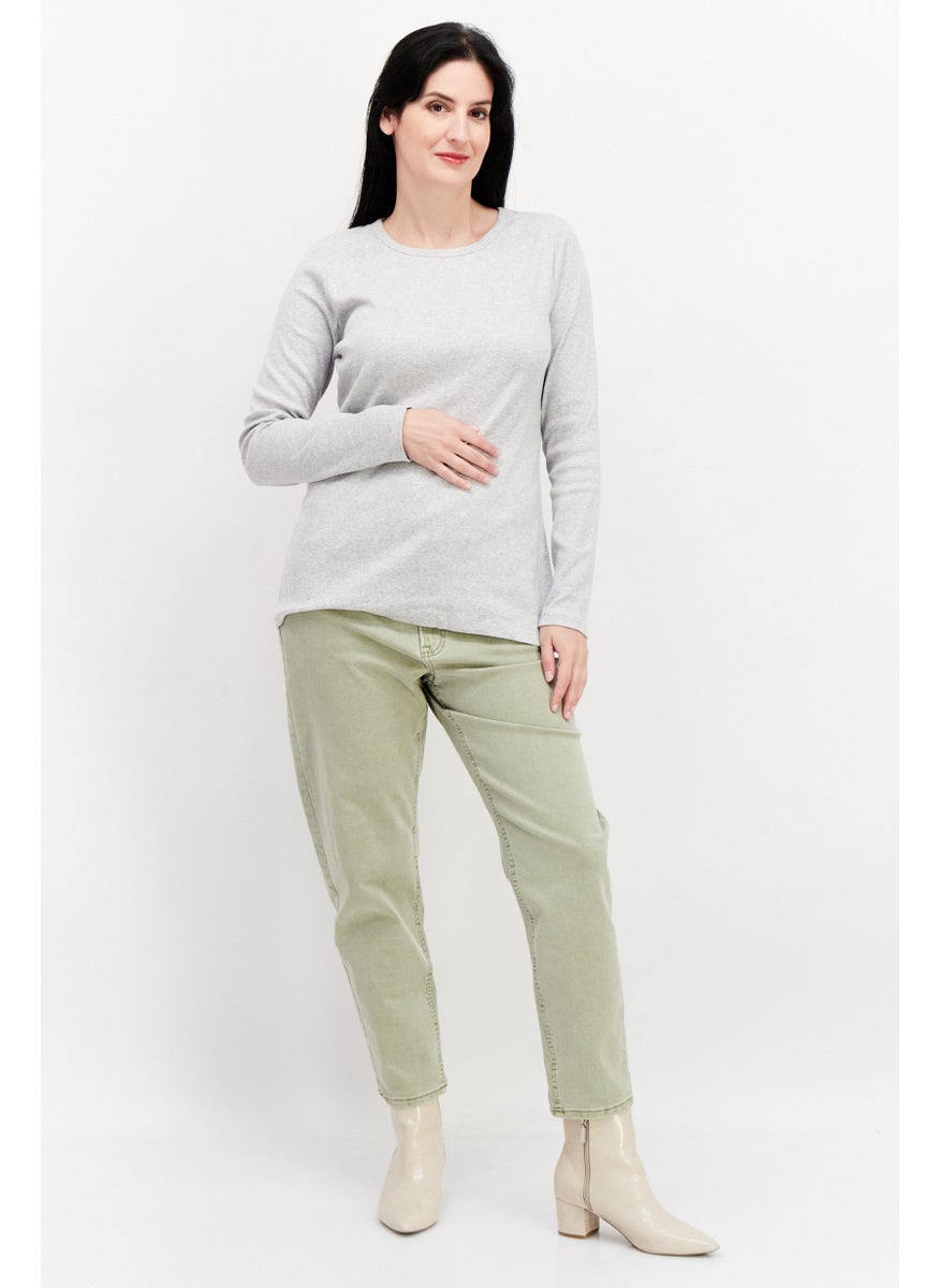 Eddie Bauer Women Round Neck Long Sleeve Ribbed Top, Grey  - Image 2