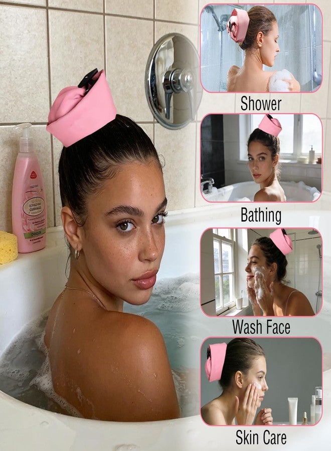 BADAO 2PCS Waterproof Hair Sleeve for Long Hair&Ponytail,Crown Washing Shower Cap for Women,Reusable Adjustable Wash Cap,Quick Root Refresh Bathing Hat for Shower Gym Travel Pool Beach,Time Saver(Pink&Pink) - Image 3