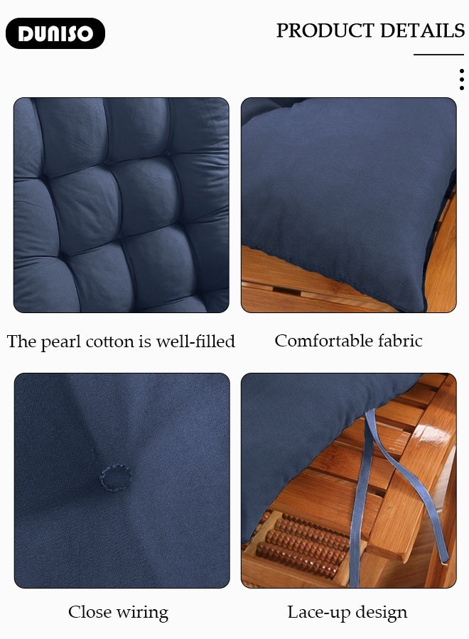 DUNISO Lounger Cushion Pads, Rocking Chair Cushion with Ties,Rattan Chair Cushion, Premium Plush PP Cotton Pads Non Skid Slip Backed Set of Upper and Lower,Portable Garden Patio Thick Padded Bed Seat Cover For Travel Holiday - Image 4