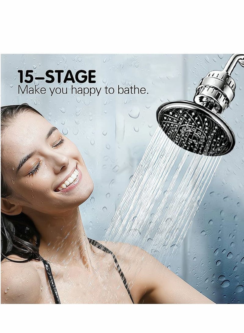 15 Stage Shower Filter, Head Filter with Vitamin C Water Softener Reduces Dry Itchy Skin for Hard Water, High Output to Remove Chlorine Heavy Metals and Other Sediments - Image 2
