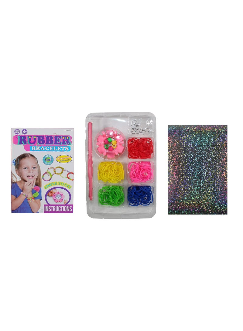 FUN KIDZ طقم أساور مطاطية، أشرطة لوم، حرف يدوية للأطفال - Image 3