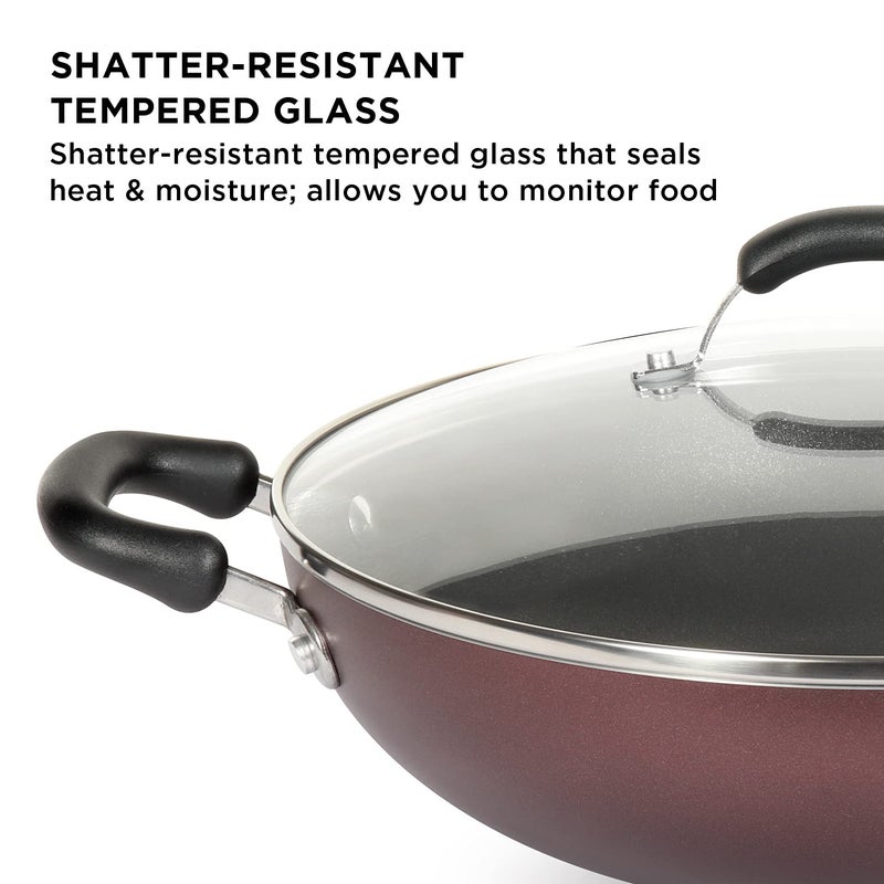 MEYER Meyer Merlot Non-Stick 3pcs Set 26cm Frypan + 26cm Kadai Set with Interchangeable Glass Lid  - Image 5