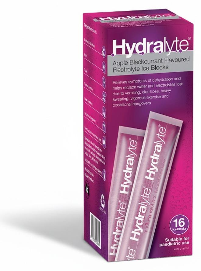 Hydralyte Electrolyte Ice Blocks - Apple Blackcurrant | Oral Rehydration Solution | No Added Sugar | Helps Restore Electrolytes | Ideal for Vomiting, Diarrhea & Sweating | WHO Formula | 16 Blocks