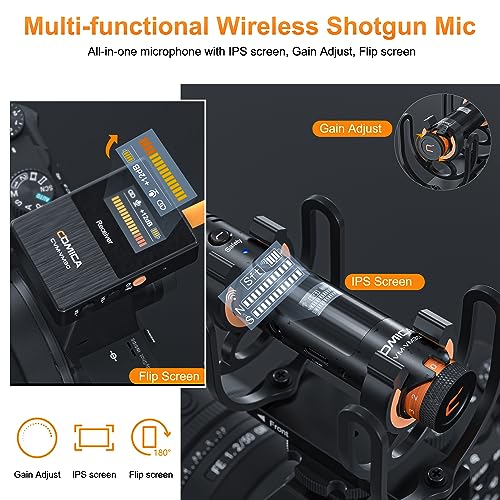 COMICA VM40 Combo Dual-Channel Wireless Shotgun Microphone, Professional Super Cardioid Video Mic, 32GB Storage, Safety Mode, Audio APP, Wireless Camera Mic for Filmmaking, Vlog, YouTube - Image 2