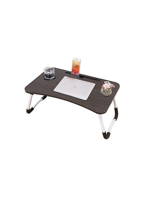 Laptop bed table, foldable portable lap standing desk with cup slot, notebook stand breakfast bed tray book holder for sofa, bed, terrace, balcony, garden