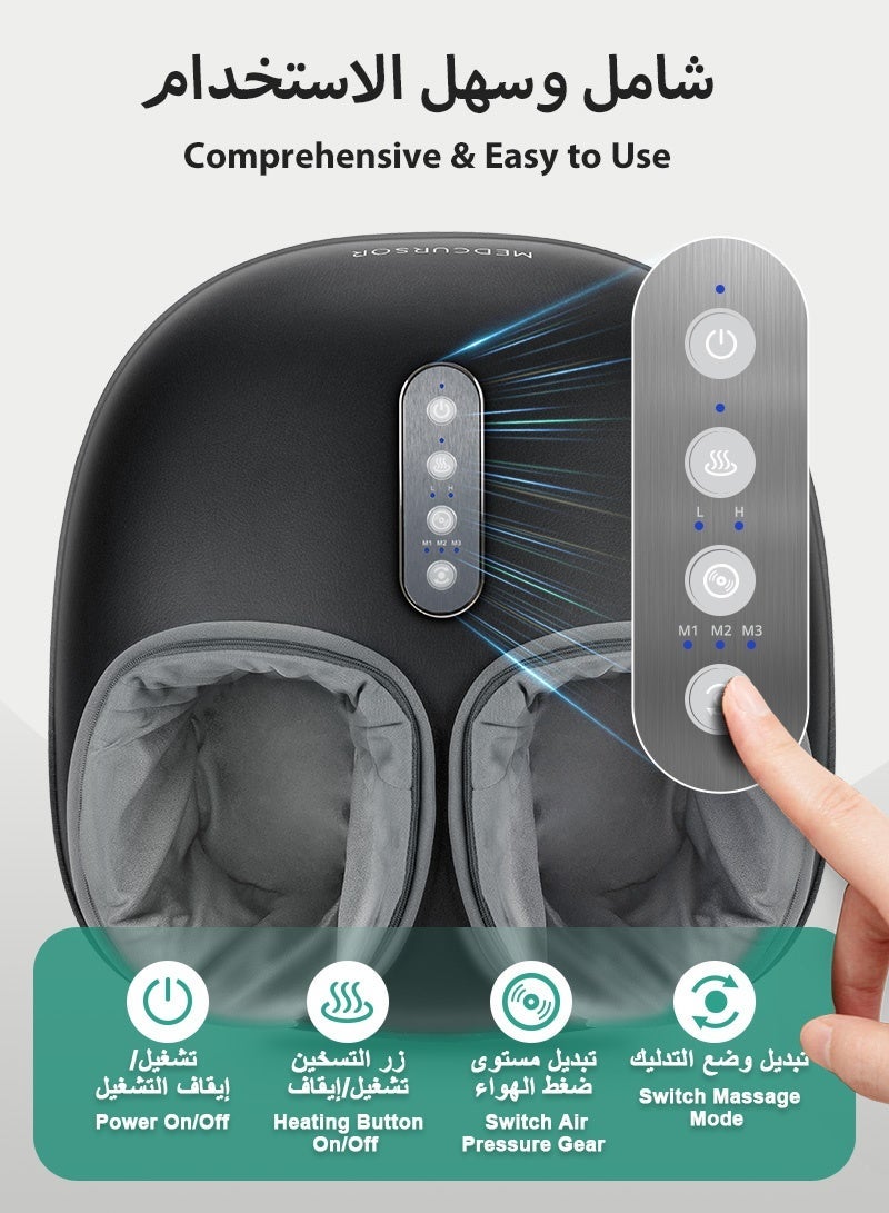 Medcursor Foot Massager Machine with Heat Function, Deep Kneading Massager, Multi-Level Settings & Adjustable Intensity for Home or Office Use (Black) - Image 3