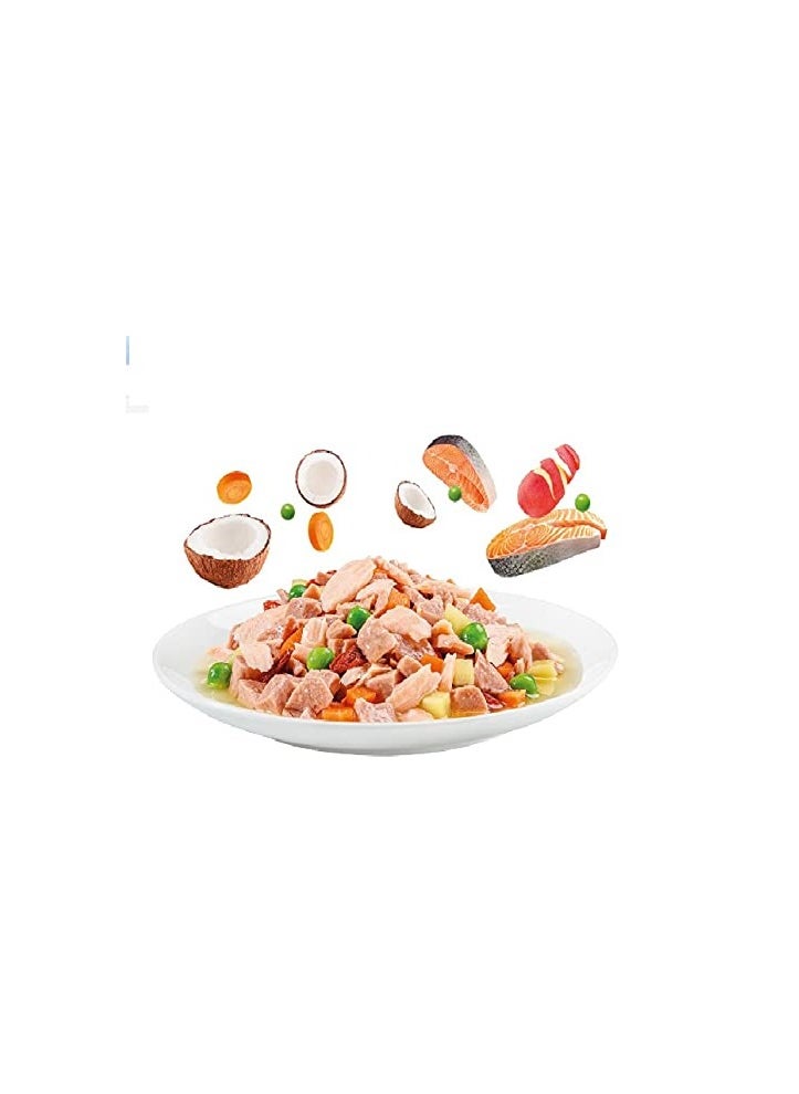 MOOCHIE Moochie Dog Food Casserole with Salmon - Beauty Skin & Coat Pouch 12 x 85g  - Image 2