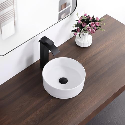 KARAMAG Bathroom Sink 12 Inch Round Vessel Sink Above Counter Porcelain Ceramic Small Sink Bowl Ceramic Vessel Sinks for Bathrooms Ideal for Small Space (12.2"x12.2"x4.3") - Image 4