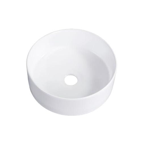 KARAMAG Bathroom Sink 12 Inch Round Vessel Sink Above Counter Porcelain Ceramic Small Sink Bowl Ceramic Vessel Sinks for Bathrooms Ideal for Small Space (12.2"x12.2"x4.3") - Image 2