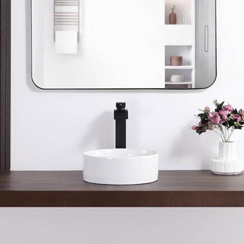 KARAMAG Bathroom Sink 12 Inch Round Vessel Sink Above Counter Porcelain Ceramic Small Sink Bowl Ceramic Vessel Sinks for Bathrooms Ideal for Small Space (12.2"x12.2"x4.3") - Image 5