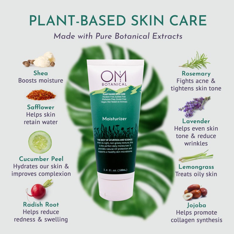 Om Botanical The Best Plant-Based Organic Moisturizer â€“ Ayurvedic, Vegan, pH-Balanced Face & Body Lotion. Microbiome-Friendly, Non-Greasy, Deep Hydration for Radiant Skin. Perfect for Women & Men, Day & Night. - Image 3