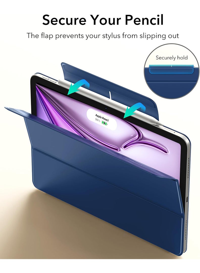 ثيودور جراب مغناطيسي رفيع لجهاز iPad Air مقاس 13 بوصة (M4 2026 / M3 2025 / M2 2024) - غطاء ثلاثي الطي لجهاز iPad Air مقاس 13 بوصة مع حامل قلم، خاصية التشغيل/الإيقاف التلقائي، جراب واقٍ متين - أزرق داكن - Image 5