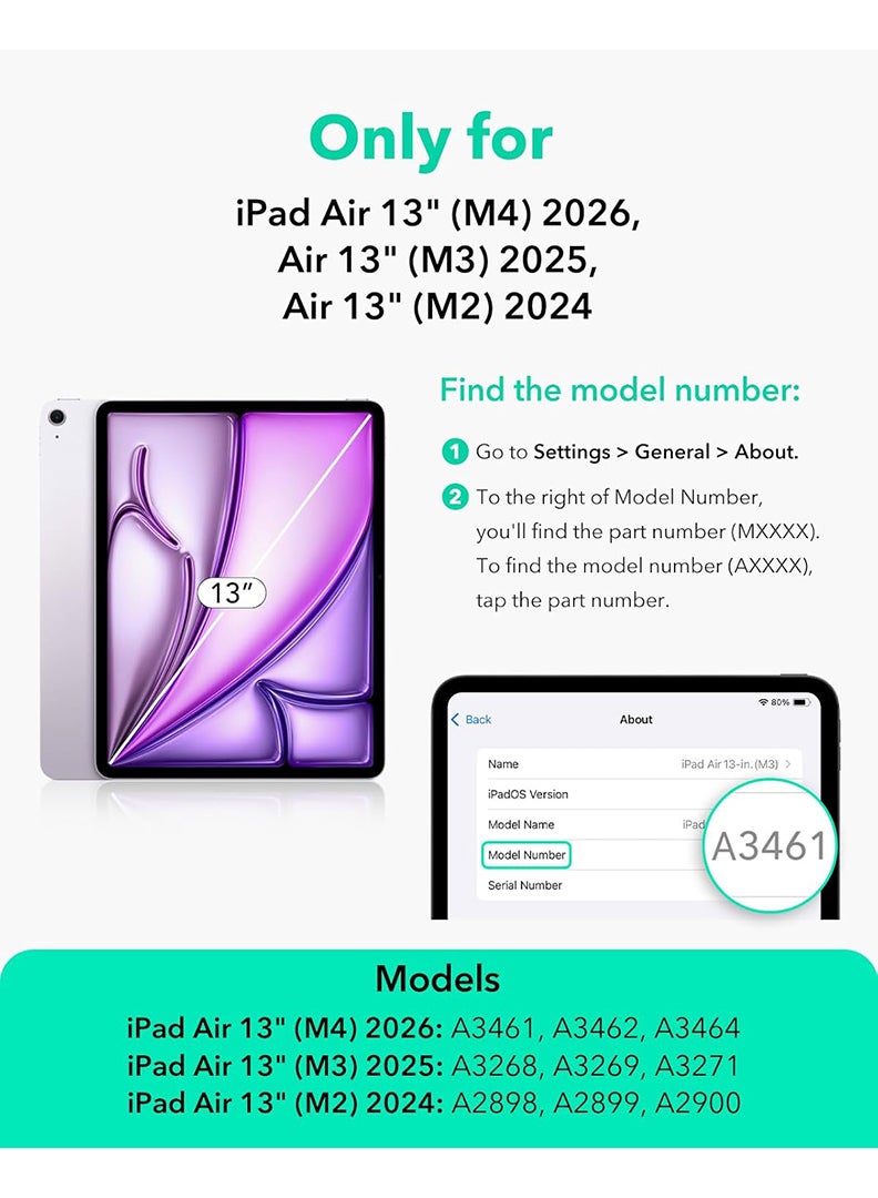 ثيودور جراب مغناطيسي رفيع لجهاز iPad Air مقاس 13 بوصة (M4 2026 / M3 2025 / M2 2024) - غطاء ثلاثي الطي لجهاز iPad Air مقاس 13 بوصة مع حامل قلم، خاصية التشغيل/الإيقاف التلقائي، جراب واقٍ متين - أزرق داكن - Image 2