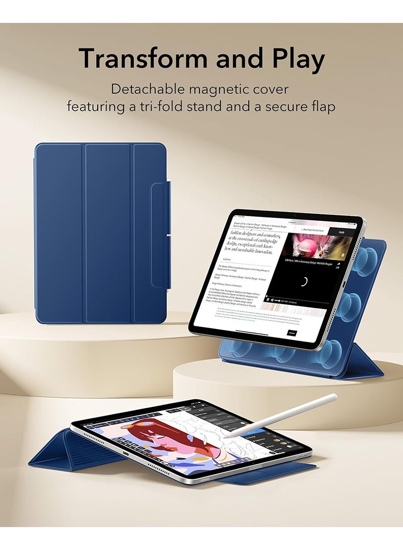 ثيودور جراب مغناطيسي رفيع لجهاز iPad Air مقاس 13 بوصة (M4 2026 / M3 2025 / M2 2024) - غطاء ثلاثي الطي لجهاز iPad Air مقاس 13 بوصة مع حامل قلم، خاصية التشغيل/الإيقاف التلقائي، جراب واقٍ متين - أزرق داكن - Image 3