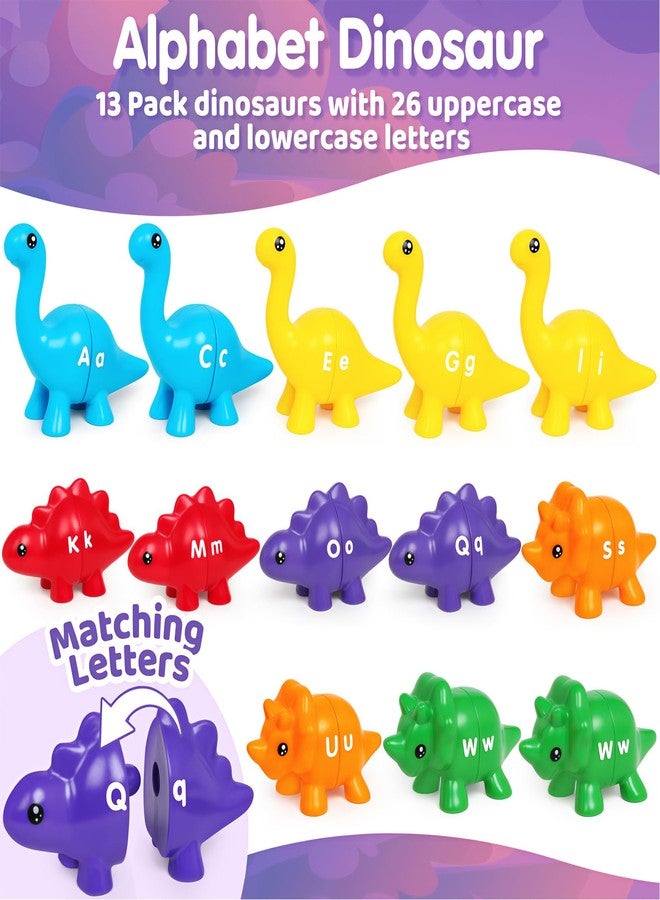 CZTCDP Dinosaur Alphabet Learning Toys - 13PCS Double-Sided Dinosaur Matching Game for Toddlers, Montessori Preschool Educational Sensory Toy – Gift for Boys & Girls Aged 3+ Years - Image 2