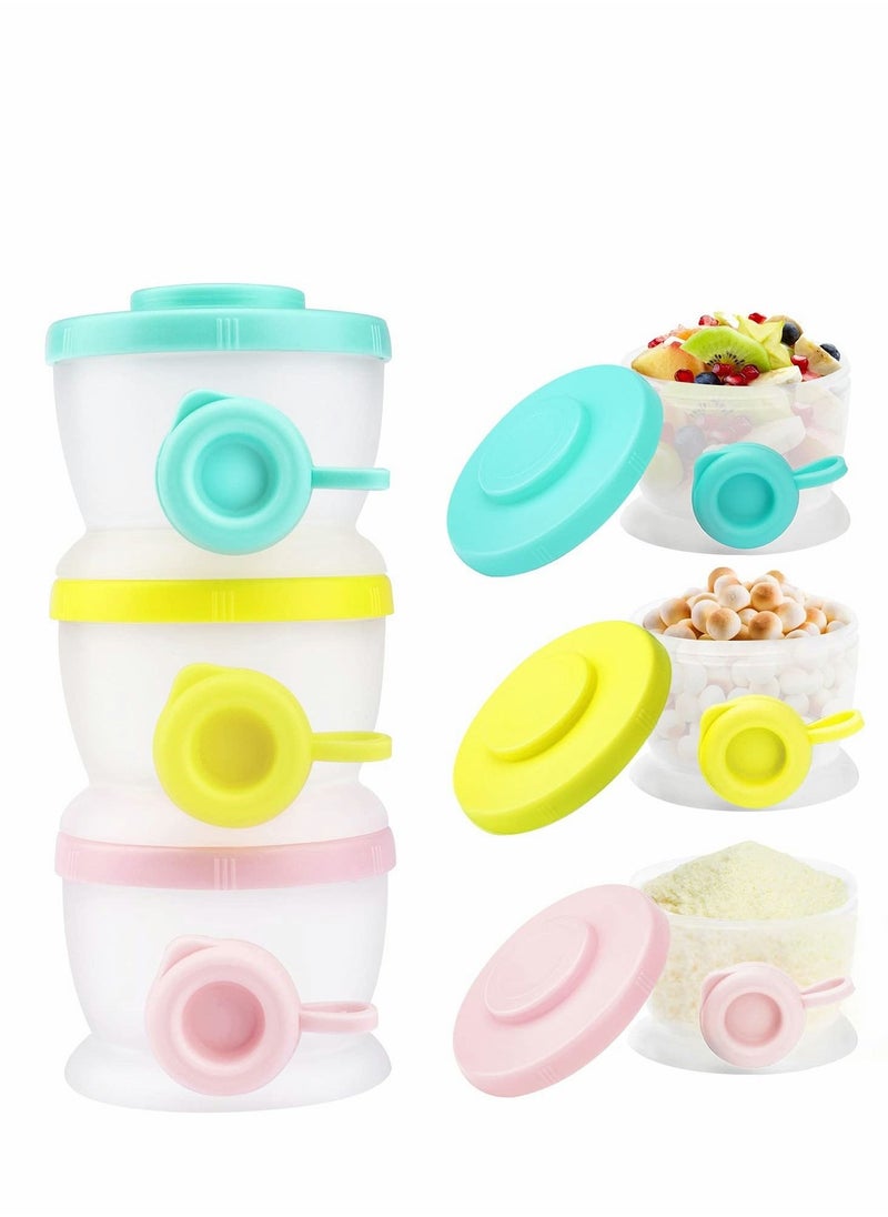 Excefore Baby Formula Dispenser, Stackable Milk Powder Formula Container Formula Holder Snack Fruit Biscuits Storage for Travel, On-The-Go, BPA Free 3 Compartments  - Image 1