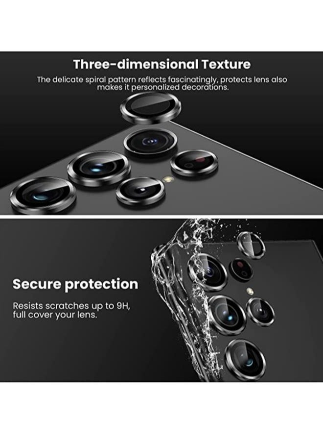 Raxoom Samsung Galaxy S23 Ultra Camera Lens Protector, 9H Tempered Glass Camera Cover Screen Protector Metal Individual Ring for S23 Ultra 5G 2023 [Installation Tray] (Black) - Image 4
