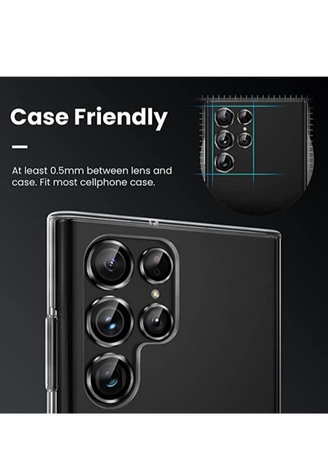 Raxoom Samsung Galaxy S23 Ultra Camera Lens Protector, 9H Tempered Glass Camera Cover Screen Protector Metal Individual Ring for S23 Ultra 5G 2023 [Installation Tray] (Black) - Image 2