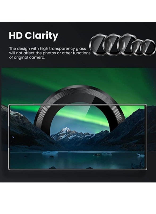 Raxoom Samsung Galaxy S23 Ultra Camera Lens Protector, 9H Tempered Glass Camera Cover Screen Protector Metal Individual Ring for S23 Ultra 5G 2023 [Installation Tray] (Black) - Image 3