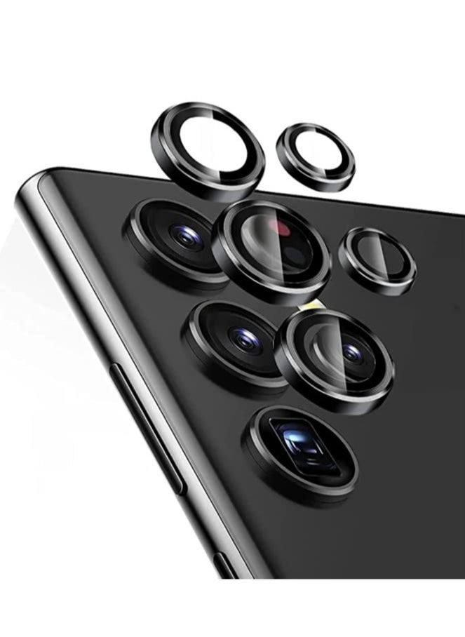 Raxoom Samsung Galaxy S23 Ultra Camera Lens Protector, 9H Tempered Glass Camera Cover Screen Protector Metal Individual Ring for S23 Ultra 5G 2023 [Installation Tray] (Black) - Image 1