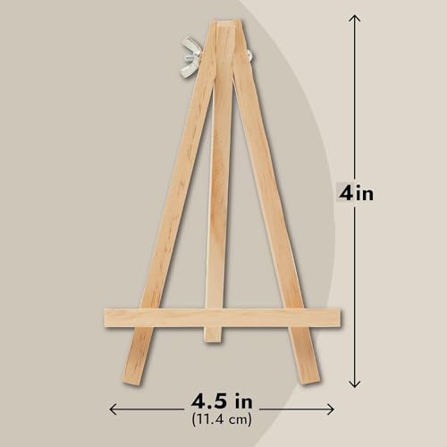 KRYTONE�4 Inch Natural Wooden Mini Easel Stand with Metal Screw Artist Wood Artist Triangle Cards Tripod Small for Display Tabletop Canvas for Painting Arts Crafts for Display Card Photo (10) - Image 4
