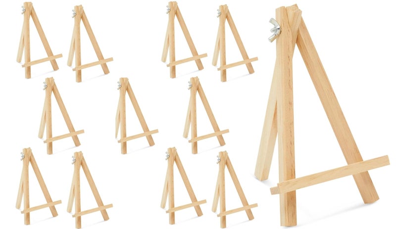 KRYTONE�4 Inch Natural Wooden Mini Easel Stand with Metal Screw Artist Wood Artist Triangle Cards Tripod Small for Display Tabletop Canvas for Painting Arts Crafts for Display Card Photo (10) - Image 1