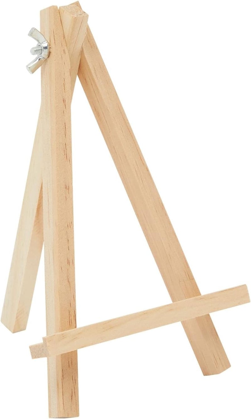 KRYTONE�4 Inch Natural Wooden Mini Easel Stand with Metal Screw Artist Wood Artist Triangle Cards Tripod Small for Display Tabletop Canvas for Painting Arts Crafts for Display Card Photo (10) - Image 2