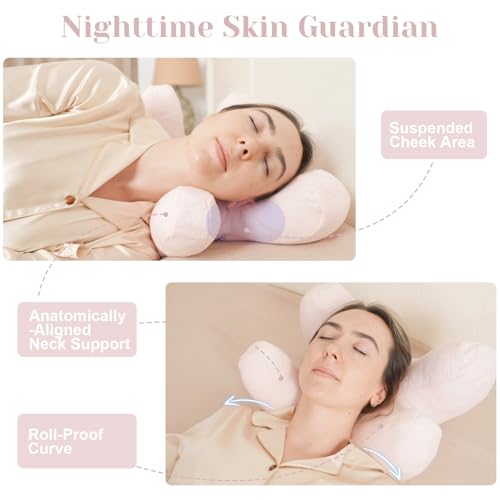 vocheer Anti Wrinkle Pillow, Comfortable Down Alternative Face Pillow, Adjustable Beauty Pillows Provides Neck Support and Pain Relief, Perfect Ergonomic Design for Side Sleeper, Amplexus, Pink - Image 2