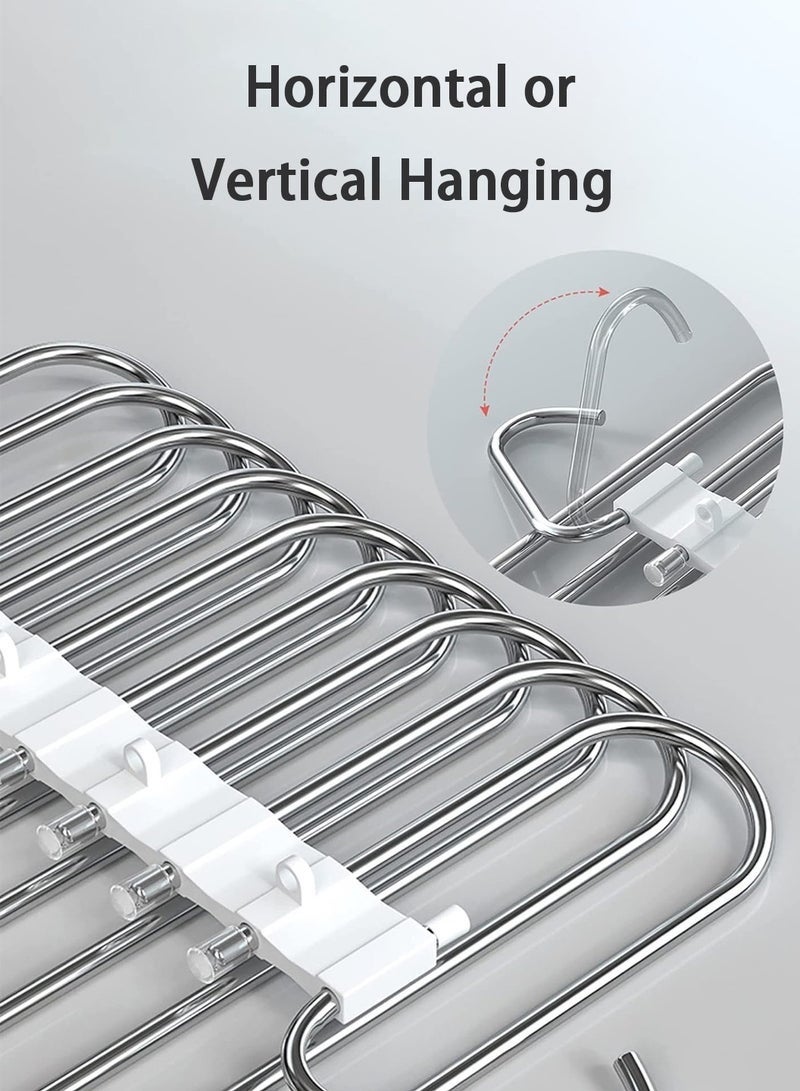 Bukela 2 Pack Pants Hangers Space Saving Collapsible Pants Hangers Multifunctional Stainless Steel Rack Hangers 9 Tier Anti-Slip Pants Hangers - Image 5