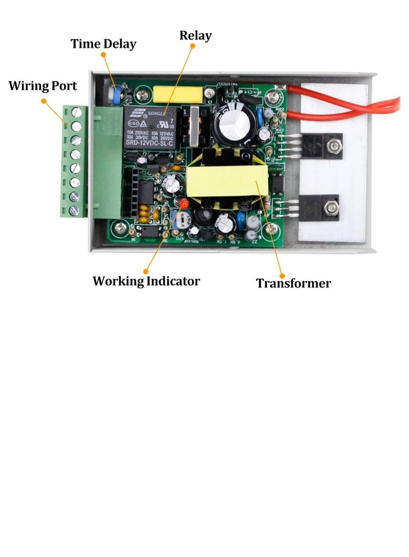 جوميز مفتاح تحكم الوصول المعادن DC12V 3A مع إمداد طاقة 110-260VAC تأخير جهد إدخال لقفل إلكتروني لجميع الاستخدامات اليومية والأمنية المنزلية والمكتبية - Image 5