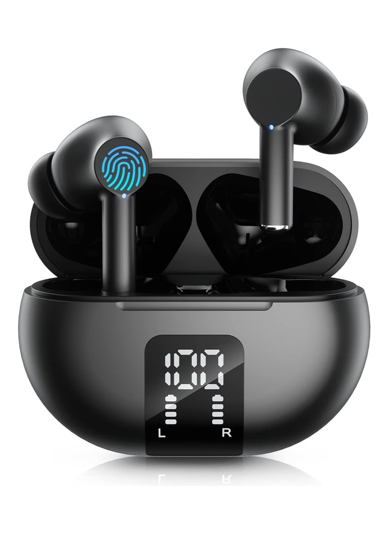 lekikpo Wireless Ear Buds, Earbuds Bluetooth 5.3 Headphones 40H Playtime LED Display, Bass Stereo in-Ear Earphones with Microphone for iPhone Samsung Android Laptop (Black)  - Image 1