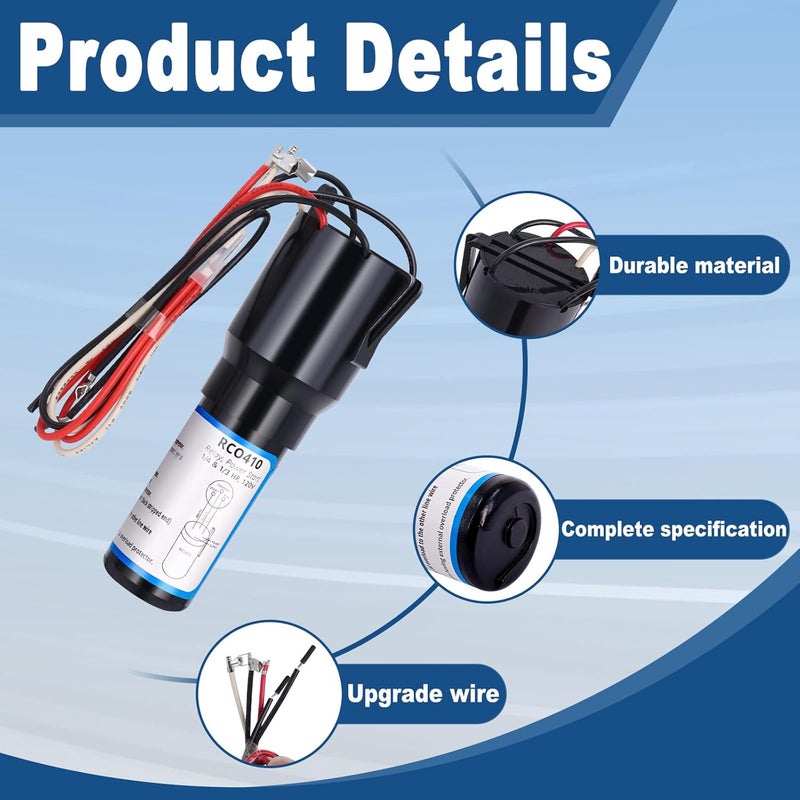 Swess RCO410 3 in 1 Compressor Hard Start Capacitor Kit For Refrigerators & Freezers 1/4-1/3 H.P. 115VAC （3pcs） - Image 5