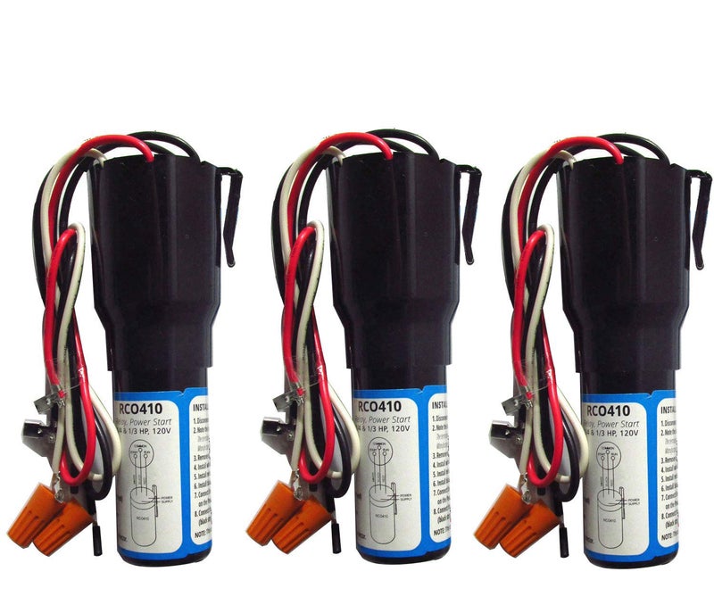 Swess RCO410 3 in 1 Compressor Hard Start Capacitor Kit For Refrigerators & Freezers 1/4-1/3 H.P. 115VAC （3pcs） - Image 1